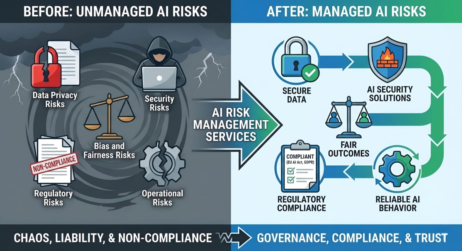 AI risk management framework covering governance, compliance, and security controls