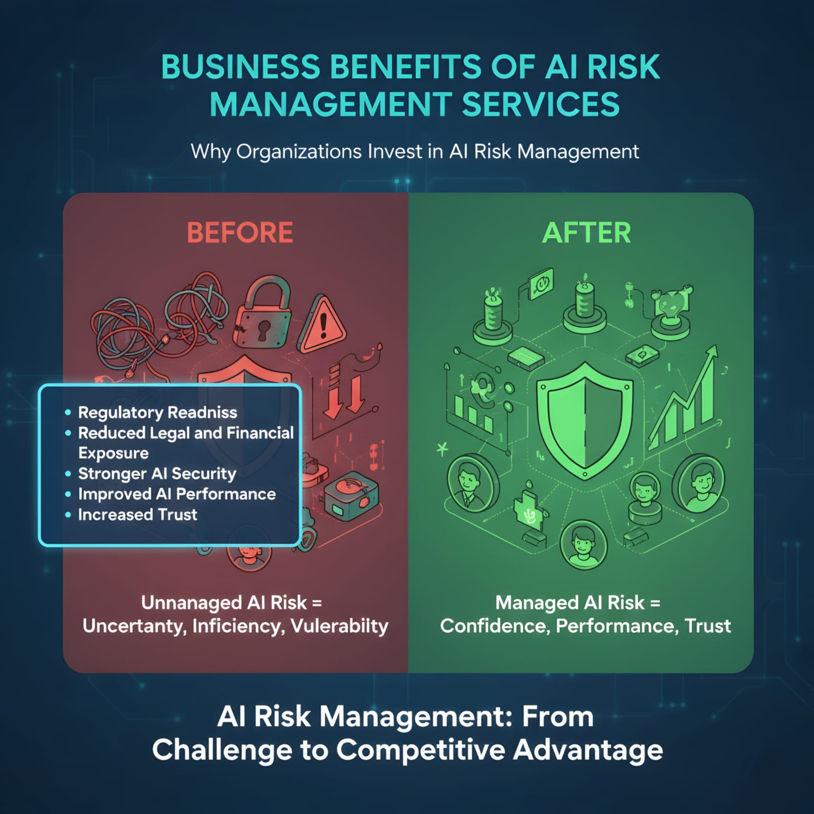 AI risk management lifecycle showing governance, compliance, and security stages